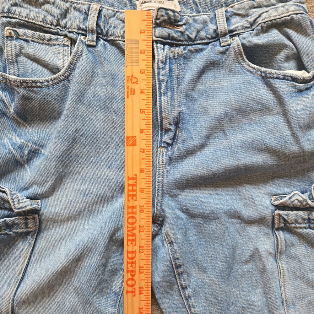 Garage Denim Womens Light Wash Cargo Jeans High Rise Straight Leg Size 9 - Picture 4 of 5